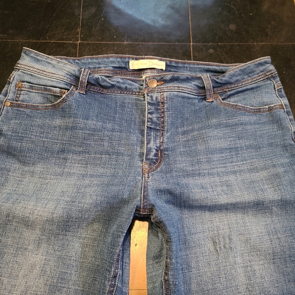 Est. 1948 denim jeans frayed bottoms. Woman's size 16. Blue like New - Picture 2 of 9